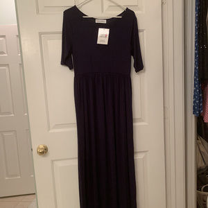 Midnight Navy Maxi Dress with 1/2 Sleeves